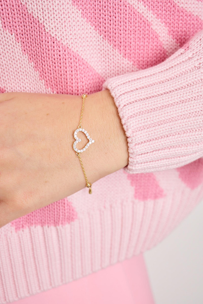 Браслет с сердечком со стразами (золото-белый)